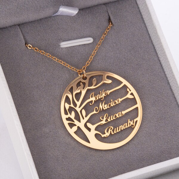 Personalized Family Tree Necklace Name Necklace, Name plated, Perfect Gift for Her, Gift ideas, Mom, Daughter, Niece, cousin, anniversary