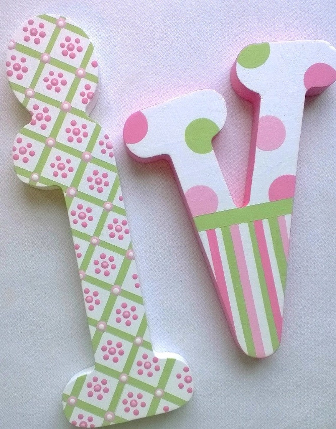 OLIVIA Pink & Green Wall Letters Wooden Letters for Baby Etsy