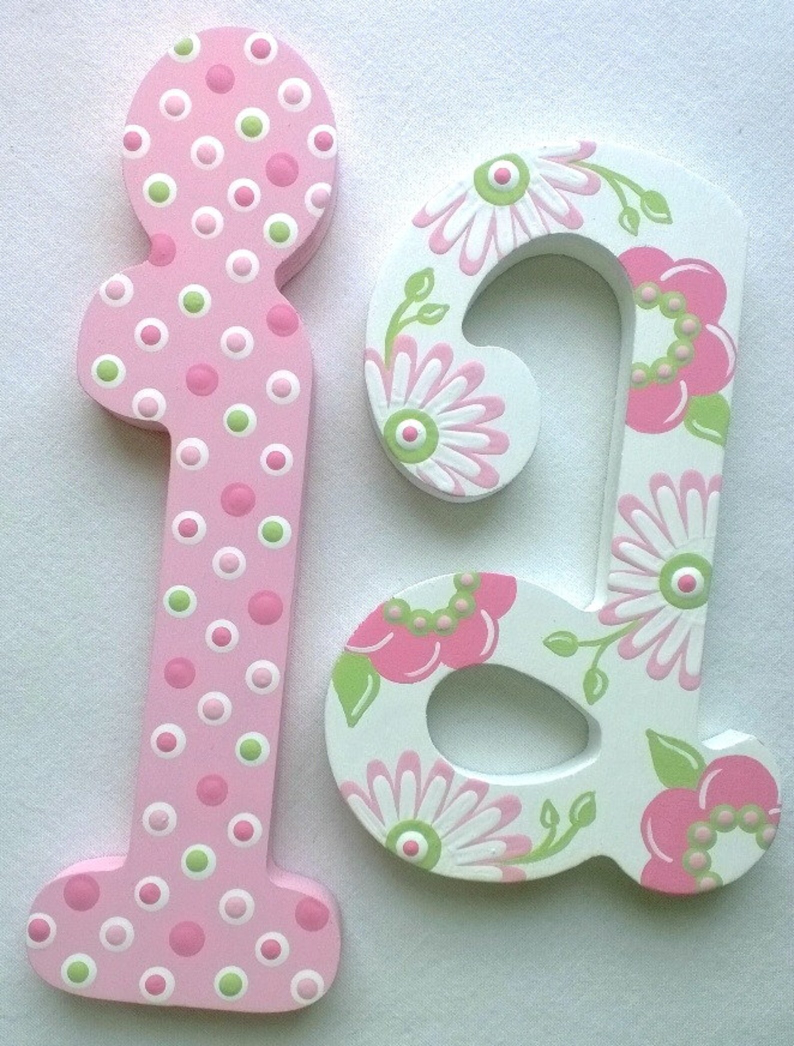 OLIVIA Pink & Green Wall Letters Wooden Letters for Baby Etsy