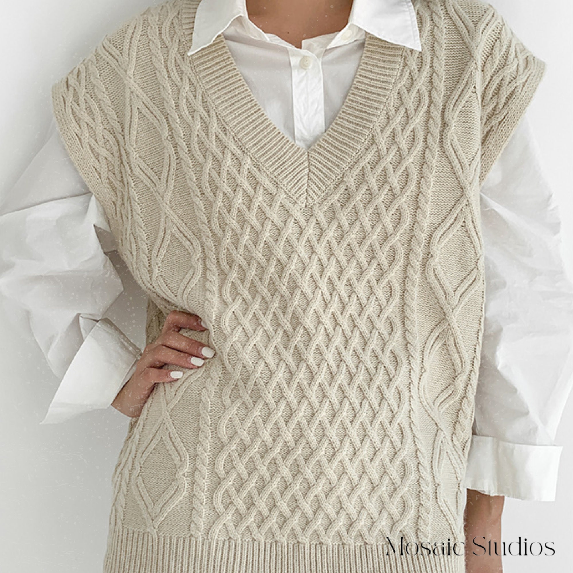 Women Autumn Colorblock Knitted V-Neck Vest