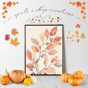 Fall Leaves 5, Fall, Fall Decor, Autumn, Vintage, Rustic, Wall Art, Digital Download, Printable