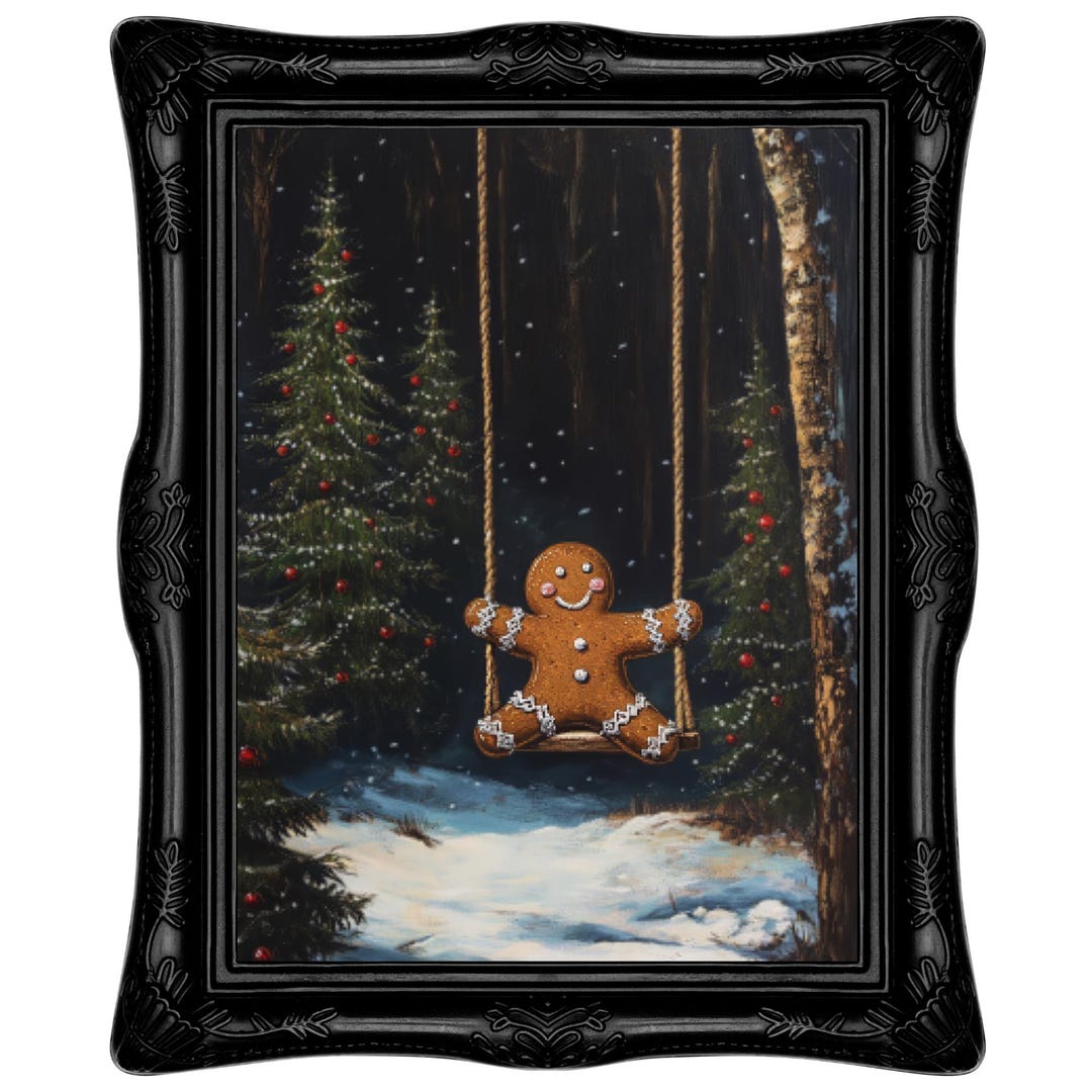 Gingerbread Man Swing Print: Christmas Holiday Decor (digital Download ...