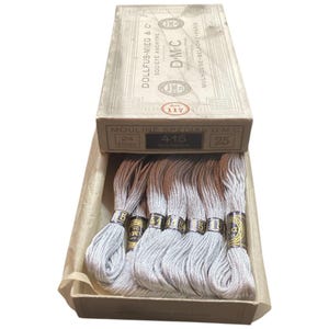 Vintage DMC Embroidery Thread - Mouline Special - DMC 415 Ash Gray ...14 ...  New Old Stock Skeins in Original French Box