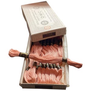 Vintage DMC Embroidery Thread - Mouline Special - DMC 758  ..Peach : 10 Skeins  New Old Stock Skeins in Original French Box