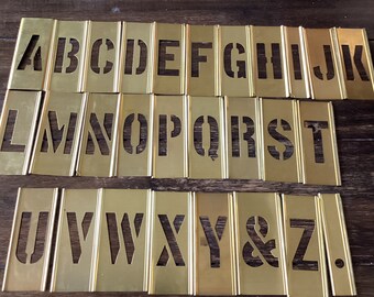 Vintage Brass Stencils. Two Inches Tall  New Old Stock Brass Stencil Alphabet  Complete Alphabet Brass Stencils