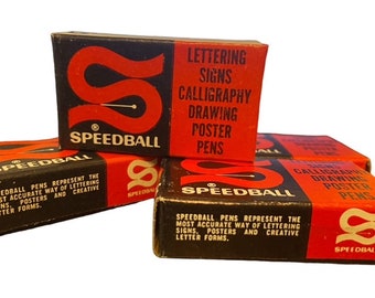 Vintage Speedball  Pen Nibs  One Dozen New Old Stock  Style B-4  Round Tip Size 4 Speedball Pen Nibs in Box