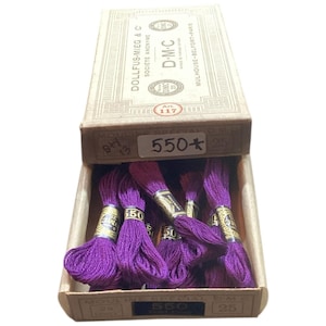 Vintage DMC Embroidery Thread - Mouline Special - DMC 550  Purple  ...13 ...  New Old Stock Skeins in Original French Box