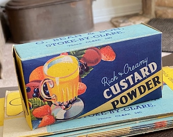 1940s Vintage Custard Powder  Box   1940s New Old Stock English  Box   English Grocery Box  Never Used  WW2 Grocery Box for Custard Powder