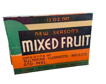 1940s Vintage Mixed Fruit Box   1940s New Old Stock English Box   Vintage English Grocery Box  Never Used  WW2 Grocery Box for Mixed Fruit