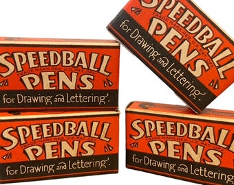 Vintage Speedball  Pen Nibs  One Dozen New Old Stock  Style B-2  Round Tip Size 2 Speedball Pen Nibs in Box