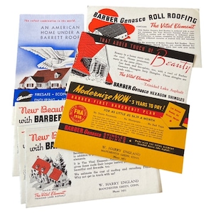 1940s Advertising Ink Blotters in a Group of Seven  1940s New Old Stock Advertising Ink Blotters Print Shop Find  New Old Stock Ink Blotter