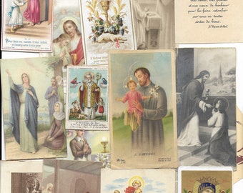 Cartes saintes Collection française Cartes de communion et de prière Cartes saintes hautement illustrées 16 petites cartes Datant des années 1920 aux années 1940