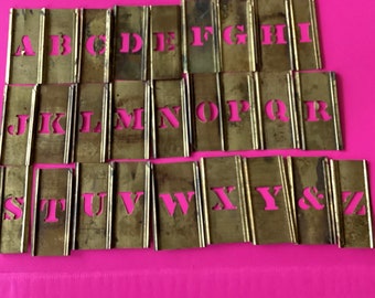 Vintage Brass Stencils Alphabet Set 1/2 inch Tall Vintage Brass Stencils