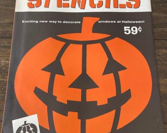 1950s Glass Wax Halloween Window Stencils  New Old Stock 1950s Halloween Window Stencils   1950 Halloween Stencils in Unopened Package