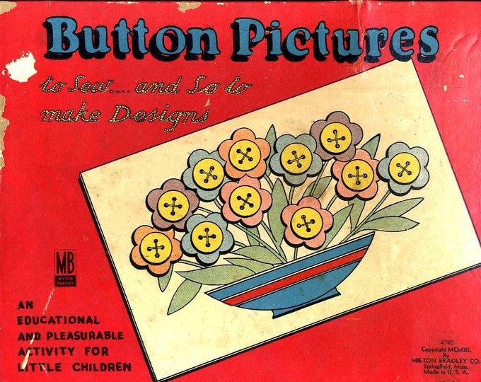 Vintage Milton Bradley Button Pictures Sewing Activity Game for ...