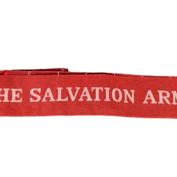 World War Two Salvation Army Uniform Hat Ribbon   1940s Salvation Army Red Uniform Hat Ribbon