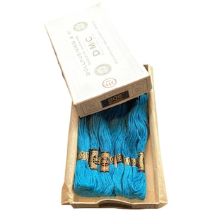Vintage DMC Embroidery Thread - Mouline Special - DMC 806  :  Rich  Blue ...10...  New Old Stock Skeins in Original French Box