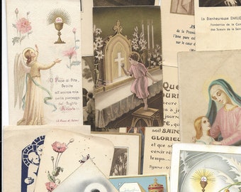 Holy Cards French Collection First Communion and Prayer Cards  Vintage Holy Cards   Collection of 18 Small Cards Dating from 1890 to 1940s