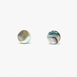 Mother of pearl stud earrings // 925 silver studs image 1