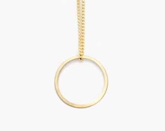 Gold circle necklace // Brass and gold plated