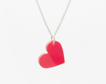 Red heart pendant necklace