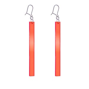 Neon red transparent earrings, sterling silver hooks