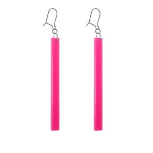 Pink opaque earrings // sterling silver hooks image 1