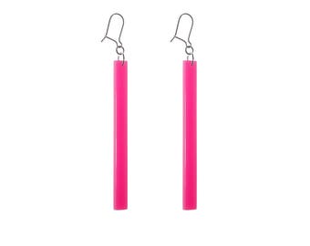 Pink opaque earrings // sterling silver hooks