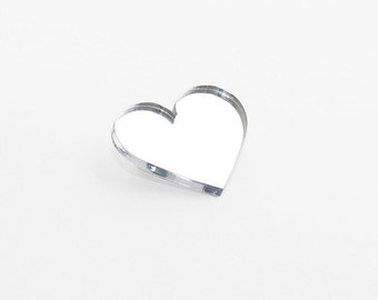heart brooch, heart pin, silver brooch heart, gold heart pin, mirror brooch, pin for backpack, heart shaped, heart jewelry i love you gift