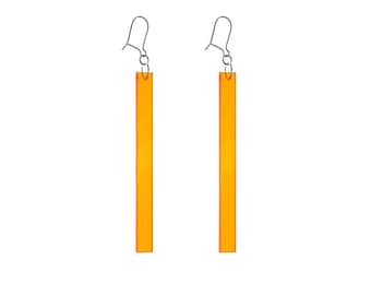 Orange transparent drop earrings // 925 silver hooks