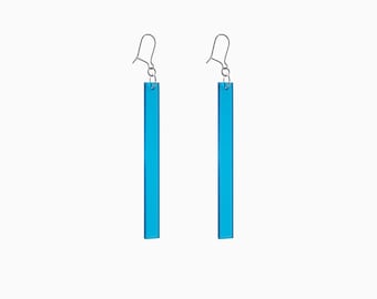 Boucles d’oreilles en goutte bleu sarcelle // transparentes, crochets en argent 925