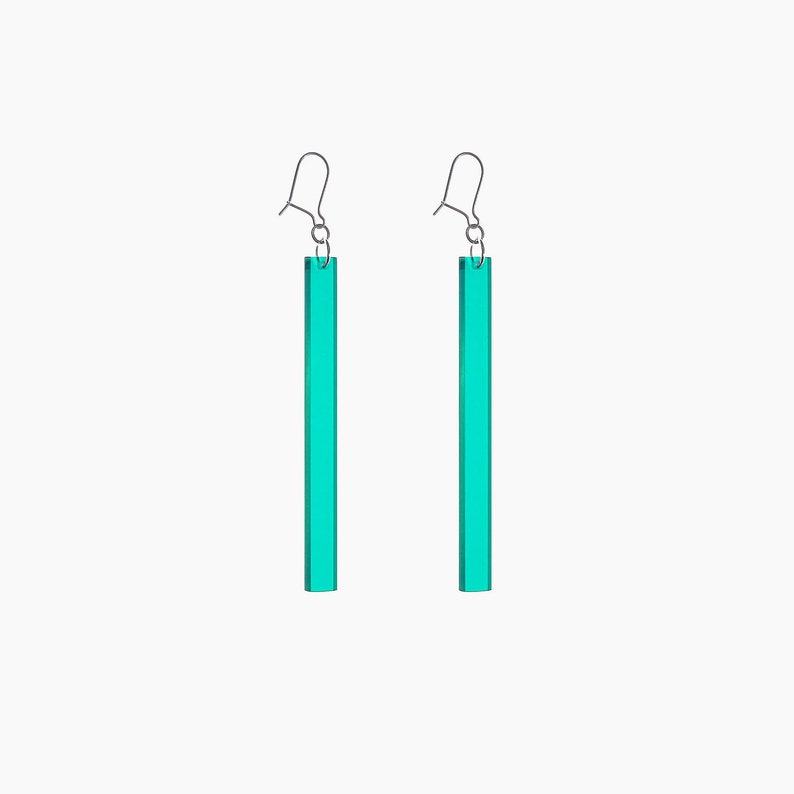 Drop earrings turquoise transparent, silver hooks image 1