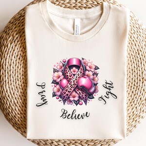 Breast Cancer Shirt, Pink Ribbon Awareness Tee, Cancer Survivor Gift, Motivational Support T-Shirt, October Pink Ribbon Crewneck