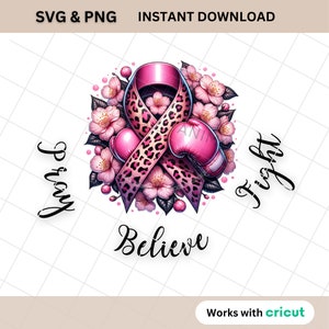 Breast Cancer warrior png sublimation design download, Cancer awareness png, boxing gloves png, sublimate designs download, survivor