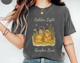 Camiseta de golden retriever cottagecore, camiseta de golden retriever, regalos de golden retriever, golden retriever, mamá de golden retriever, camiseta de mamá de perro