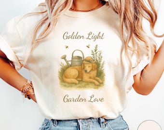 Camiseta de golden retriever cottagecore, camiseta de golden retriever, regalos de golden retriever, golden retriever, mamá de golden retriever, camiseta de mamá de perro