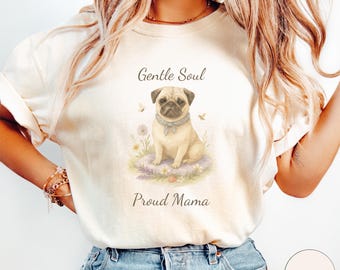 Comfort Colors Gardening and Pugs, Pug Lover, Pug Gift, Pug Shirt, Pug Clothing, Pug Mom, Pug Tee, Pug Shirts, Pug Mama Shirt