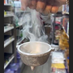 Incense Burner with Hanging Handle. pure iron for charcoal burner  bakhoor burner. sambrani loban burner. frank incense burner.