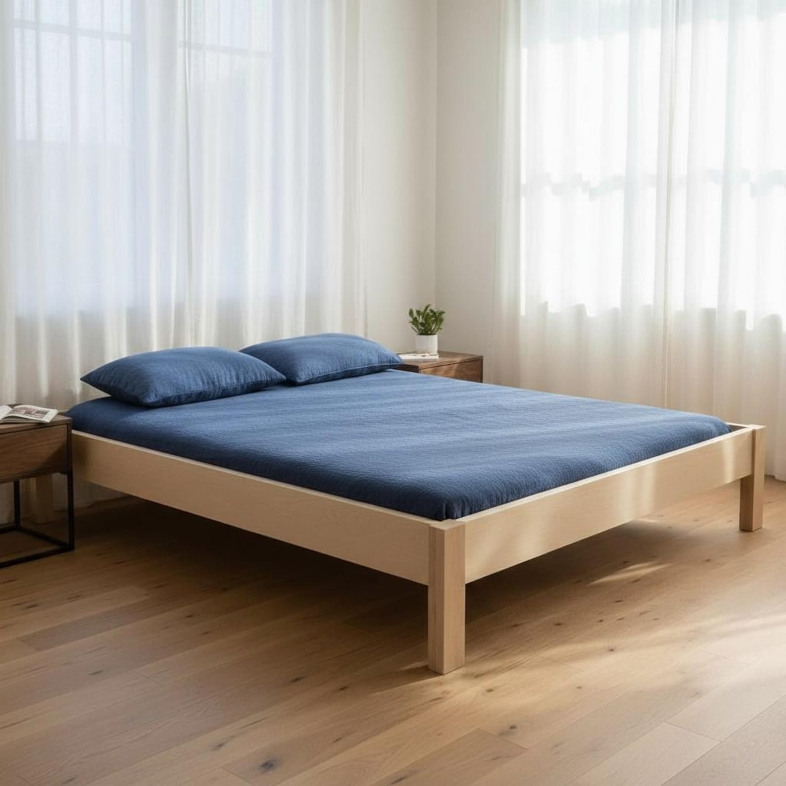 Basic Platform Bed, Solid Wood Bed Frame, Hardwood Furniture ...