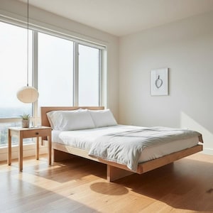 Kyoto Bed With Headboard, Modern Design Bed, Japanese Joinery Design, Solid Wooden Bed, Solid Wood Furniture