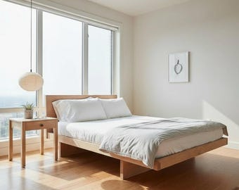 Kyoto Bed With Headboard, Modern Design Bed, Japanese Joinery Design, Solid Wooden Bed, Solid Wood Furniture