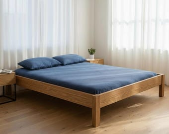 Basic Platform Bed, Solid Wood Bed Frame, Hardwood Furniture, Minimalist Furniture, Hardwood Bed