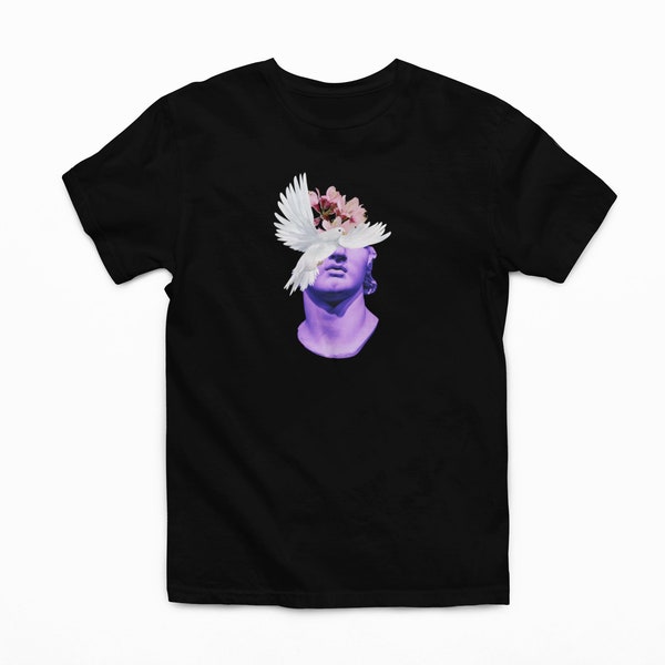 Greek Mythology Graphic Tee Trendy Dove Shirt Streetwear Flower T-shirt Artsy Shirt Gifts Men Aesthetic Prints Bird Lover Shirt