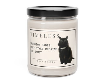 Vela de gato atemporal. Vela de soja perfumada, 9 oz