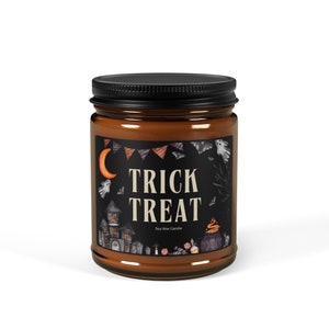 Trick or Treat Candle: Spooky Halloween Home Decor, Soy Wax Candle