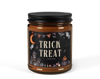 Trick or Treat Candle: Spooky Halloween Home Decor, Soy Wax Candle
