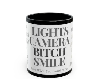 Lights, Camera, Bitch Smile Black Mug (11oz, 15oz) TTPD inspired