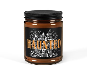 Vela de cera de soja de casa embrujada: decoración espeluznante para Halloween