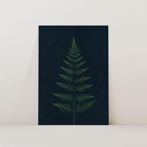Fern Botanical Wall Art - Dark Nature Print (Unframed) - Vintage-Inspired Botanical Poster - Elegant Greenery Fine Art