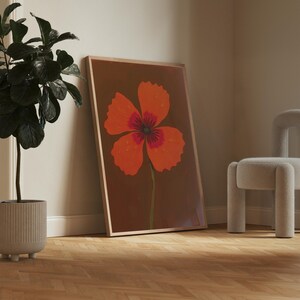 Red Poppies Flower Wall Art - Red Poppies Print, Poppy Flower Art, Floral Decor, Bloom Painting, Red Petals Poster, Minimalist Wall Art